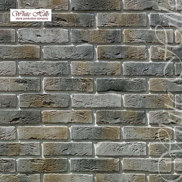 300-80 White Hills Облицовочный кирпич «Лондон брик» (London brick), серый, плоскостной.