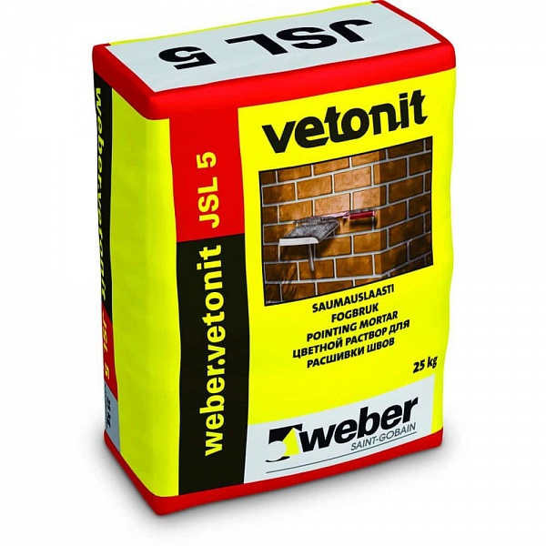 Цветной раствор для расшивки швов кирпичных конструкций weber.vetonit JSL 5 коричневый 169 25 кг