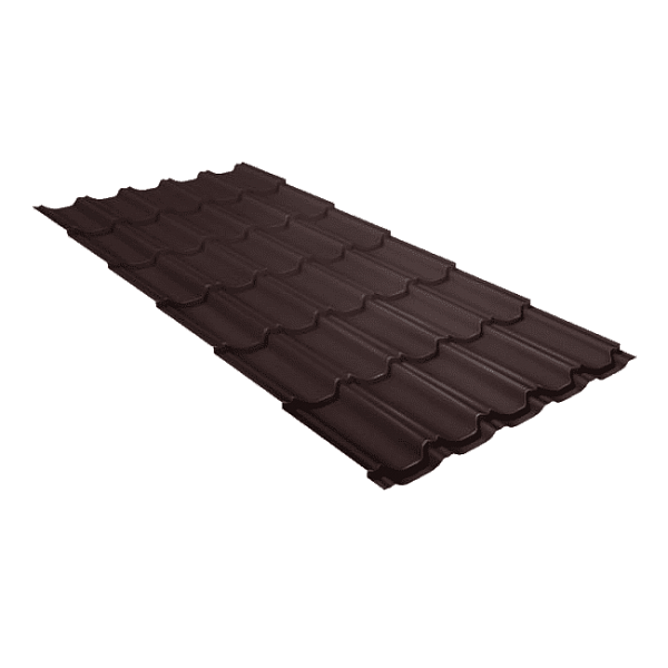 Металлочерепица Grand Line Kvinta Plus 0,5 GreenCoat Pural Matt RR 887 шоколадно-коричневый (RAL 8017 шоколад)