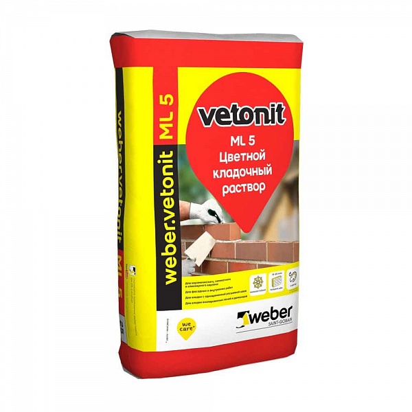 Цветной цементный раствор для кладки weber.vetonit ML5 песочно-желтый 25 кг