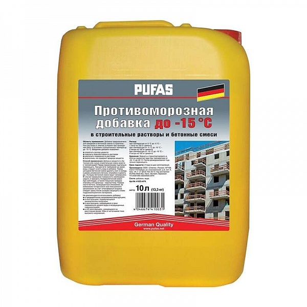 Pufas Противоморозная добавка в строит. растворы и бетон до -15С (10л = 13,3кг)