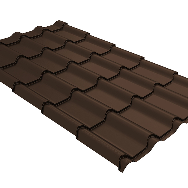 Металлочерепица Grand Line Kamea 0,5 GreenCoat Pural RR 887 шоколадно-коричневый (RAL 8017 шоколад)